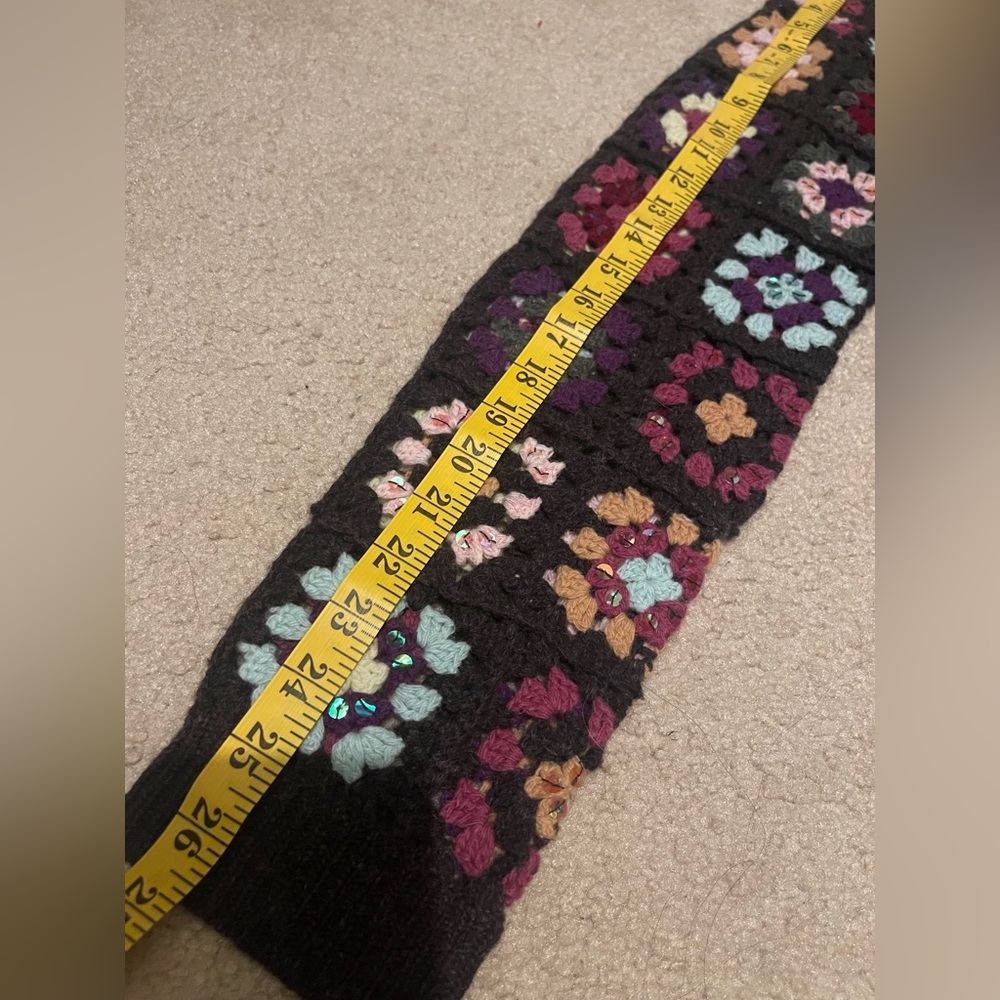 VTG Crochet DRESSBARN Floral Patchwork XL 100%Lambswool Cardigan Grandmacore - Picture 10 of 10